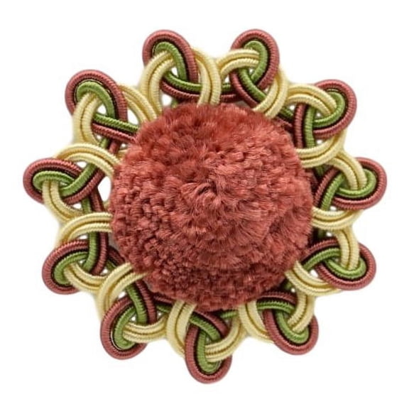 2 1/2" x 2 1/2" (6cm x 6cm) Sew-On Chenille Rosette # AXROS, Watermelon Red #LX06 (Pink Red, Yellow Green, White Gold) Set of 2
