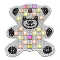 thumbnail image 1 of 2 1/2" x 2 1/2" (6cm x 6cm) Iron-On Rhinestone Patch Teddy Bear Design # APPL04,, Pastel Rainbow Pink #RNB2 (Baby Pink, Baby Blue, Light Yellow) Set of 2, 1 of 1