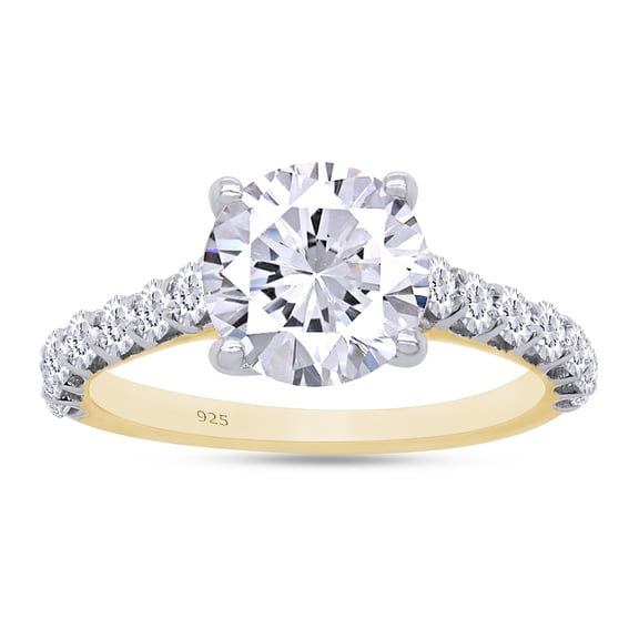 2 1/3 Carat Round Cut Lab Created Moissanite Diamond Solitaire Engagement Wedding Ring In 14K Yellow Gold Over Sterling Silver(G-H Color,2.30 Cttw)-4.5