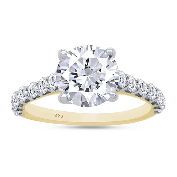 2 1/3 Carat Round Cut Lab Created Moissanite Diamond Solitaire Engagement Wedding Ring In 14K Yellow Gold Over Sterling Silver(G-H Color,2.30 Cttw)-4