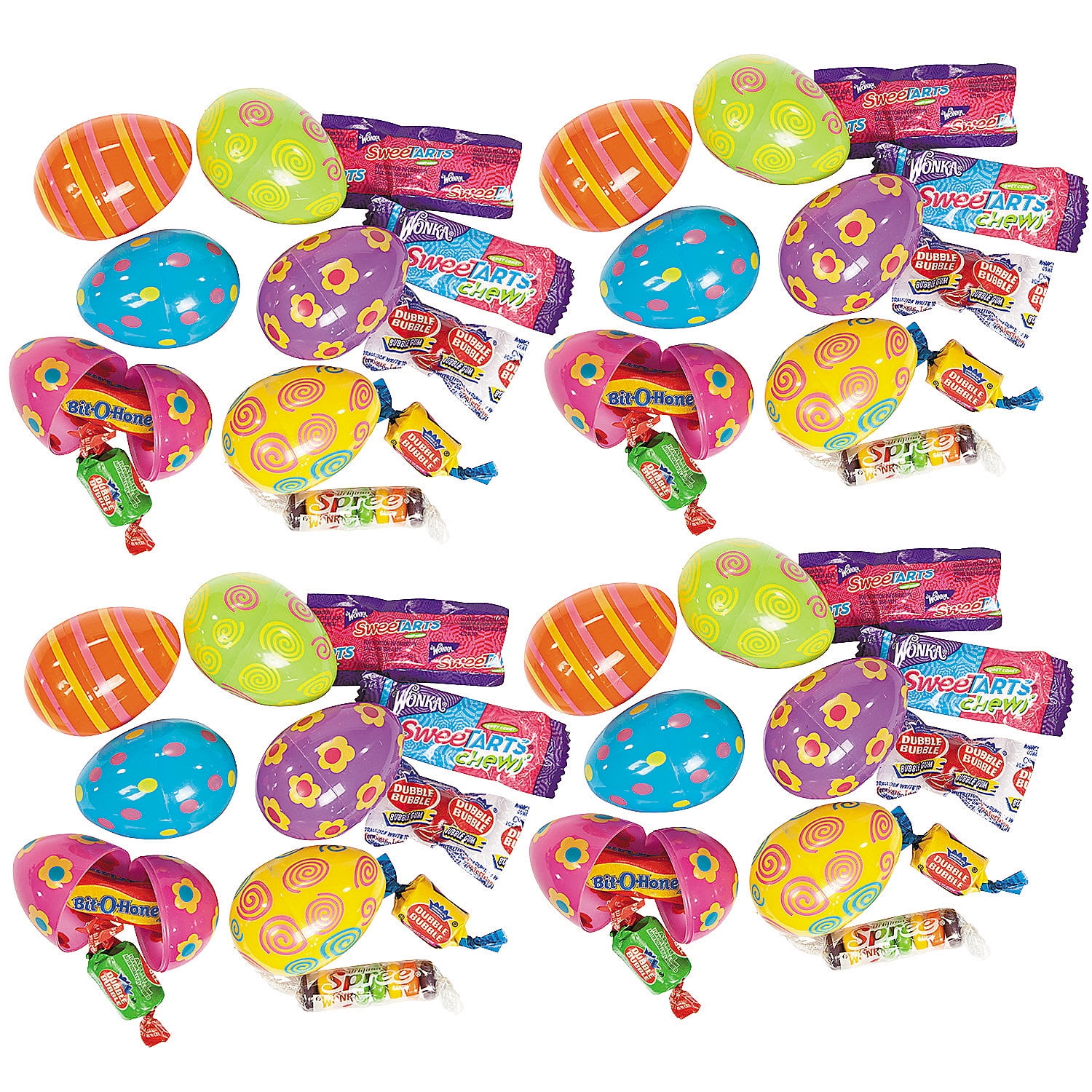 2 1/4" Bulk 144 Pieces Candy-Filled Bright Printed Plastic Easter Eggs