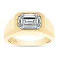 thumbnail image 1 of 2 1/4 Carat 9x7MM Emerald Cut Lab Created Moissanite Diamond Signet Wedding Band Ring For Men In 14K Yellow Gold Over Sterling Silver(G-H Color,VVS1 Clarity,2.25 Cttw)-7, 1 of 7