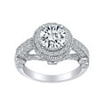 thumbnail image 1 of AFFY 2 1/4 Carat Round Cut White Natural Diamond Antique Style Engagement Ring In 14k Solid White Gold (2.25 Cttw) Ring Size-6, 1 of 1