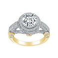thumbnail image 1 of AFFY 2 1/4 Carat Round Cut White Natural Diamond Antique Style Engagement Ring In 14k Solid Yellow Gold (2.25 Cttw) Ring Size-7.5, 1 of 1