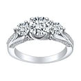 thumbnail image 1 of AFFY 2 1/4 Carat Round Cut White Natural Diamond Three Stone Engagement Ring In 14k Solid White Gold (2.25 Cttw) Ring Size-7, 1 of 1