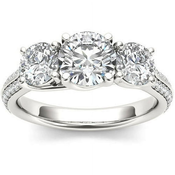 2-1/4 Carat T.W. Diamond Three-Stone 14kt White Gold Engagement Ring