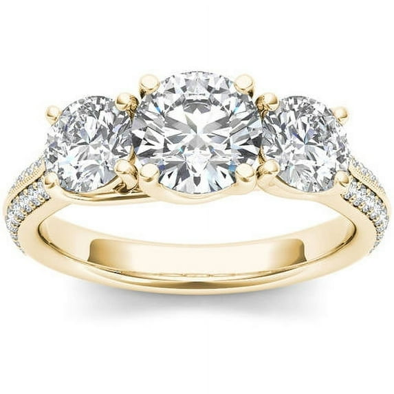 2-1/4 Carat T.W. Diamond Three-Stone 14kt Yellow Gold Engagement Ring