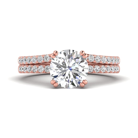 2 1/4 Carat TW Women's Moissanite and Natural Diamonds Engagement Ring in 10k Rose Gold, Size 9.5