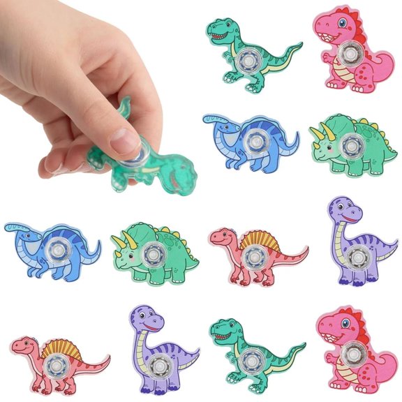 2 1/4" Colorful Dinosaur Cartoon Character Plastic Fidget Spinners 12 Pc.