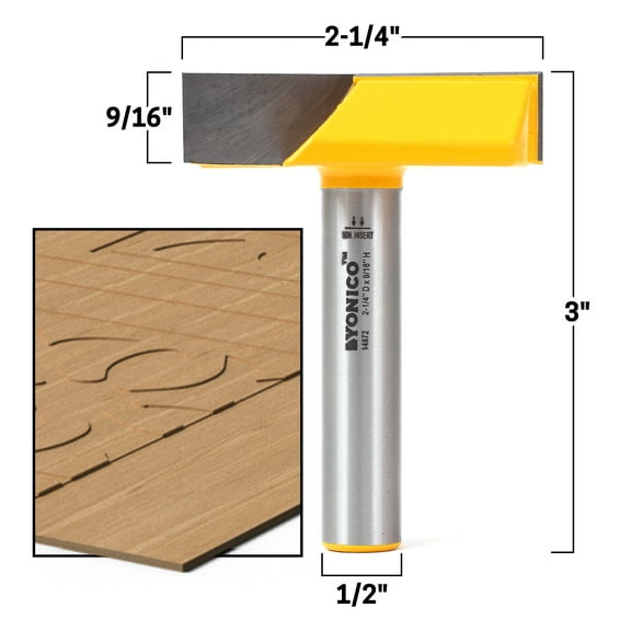 2-1/4" Diameter Bottom Cleaning Router Bit - 1/2" Shank - Yonico 14872