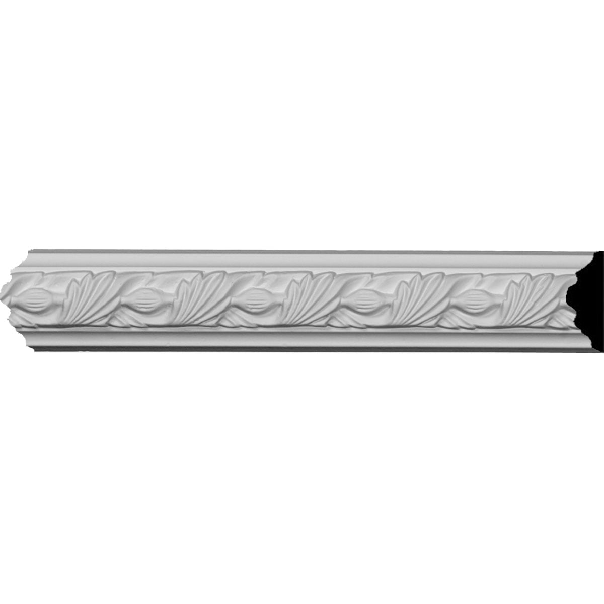 White Polyurethane Milton Running Leaf Crown Moulding, 94.5" Length