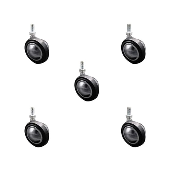 2-1/4 Inch Swivel Metal with Soft Rubber Tread Ball Caster Wheels for ...