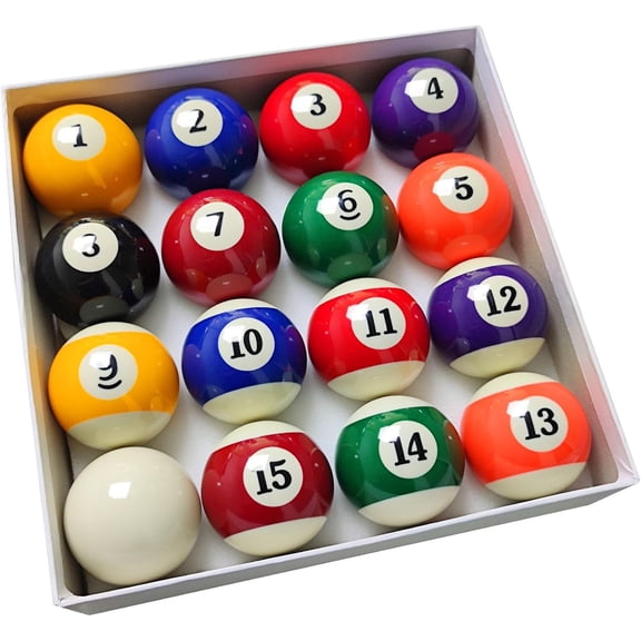 2-1/4" Pool Balls Billiard Set - 16 Resin Balls, Regulation Size & Weight, Complete Pool Table Balls Set for Replacement, Pool Table Accessories & Billiards Pool Accessories