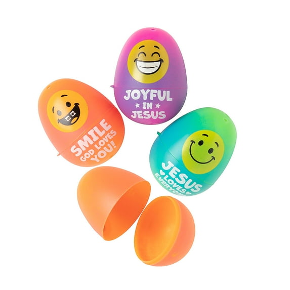 2 1/4" Religious Smile Face Plastic Easter Eggs – 72 Pieces