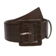 thumbnail image 1 of 2 1/4" Wide Ladies High Waist Faux Crocodile Print Patent Leather Fashion Belt, 1 of 3