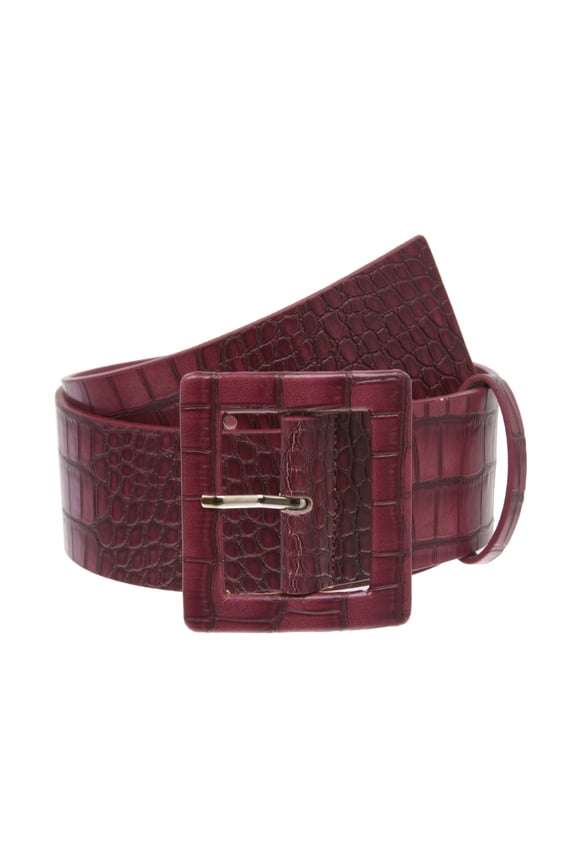 2 1/4" Wide Ladies High Waist Faux Crocodile Print Patent Leather Fashion Belt