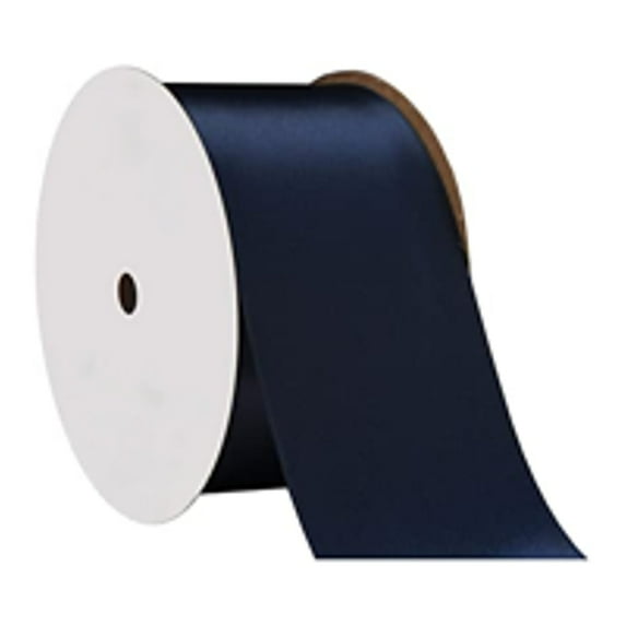 2 1/4" Wide Navy Blue Double Faced Satin Ribbon - 50 Yard Spool (Not Wired)