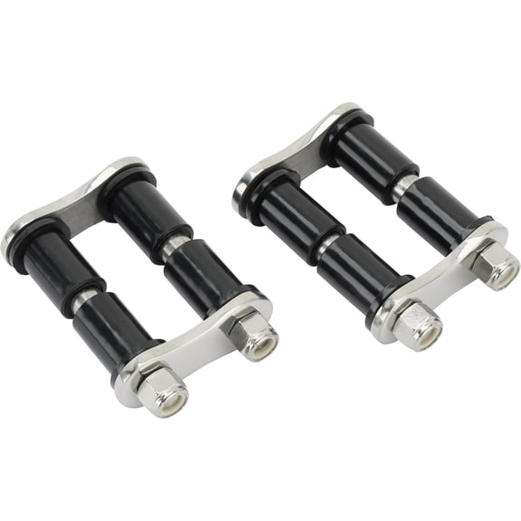 2-1/4 Wide Nylon Spring Shackle Kit w/ Bushings Chrome Finish, Pair