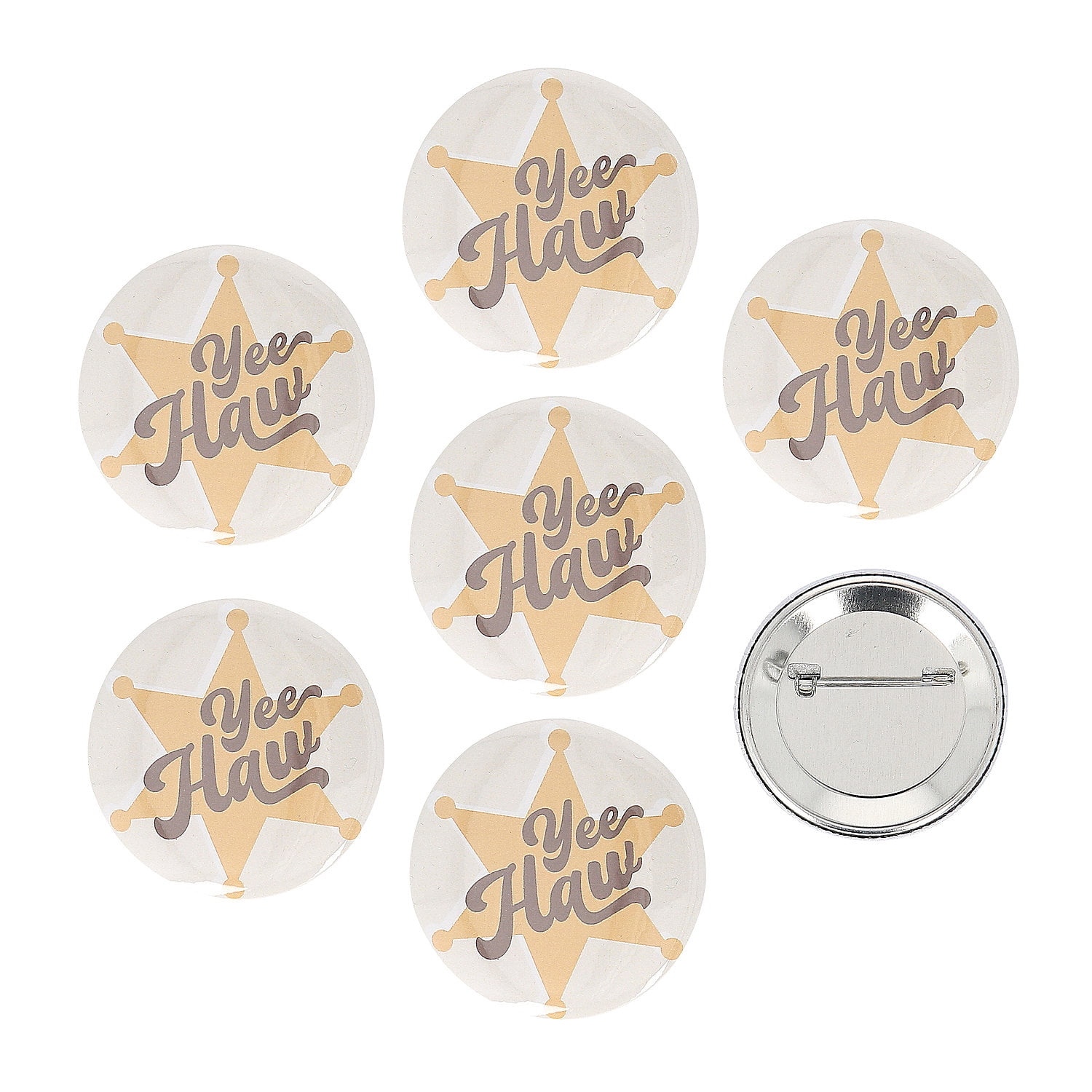 2 1/4" diam. Small Modern Western Yee Haw Metal Buttons - 12 Pieces