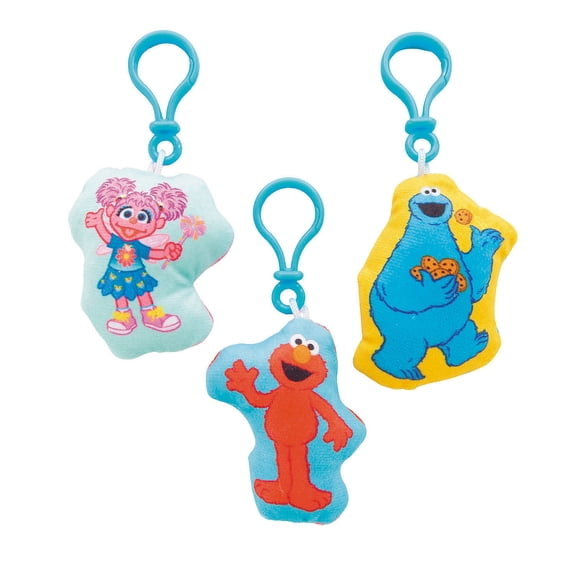 2 1/4" x 3 1/2" Sesame Street Flat Stuffed Backpack Clips - 12 pieces