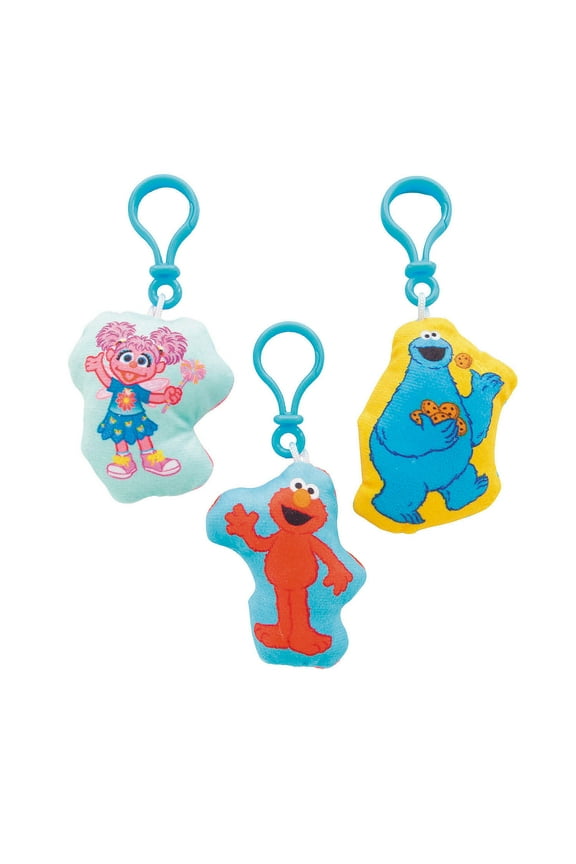 2 1/4" x 3 1/2" Sesame Street Flat Stuffed Backpack Clips - 12 pieces