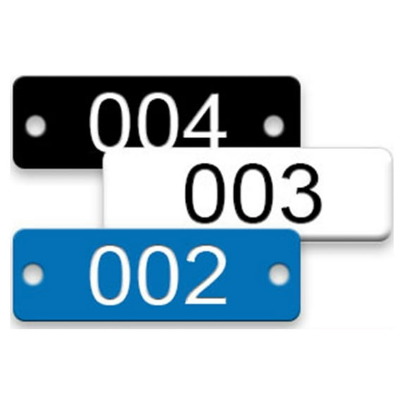 2-1/4 x 3/4 Rectangle Numbered Plastic Tags