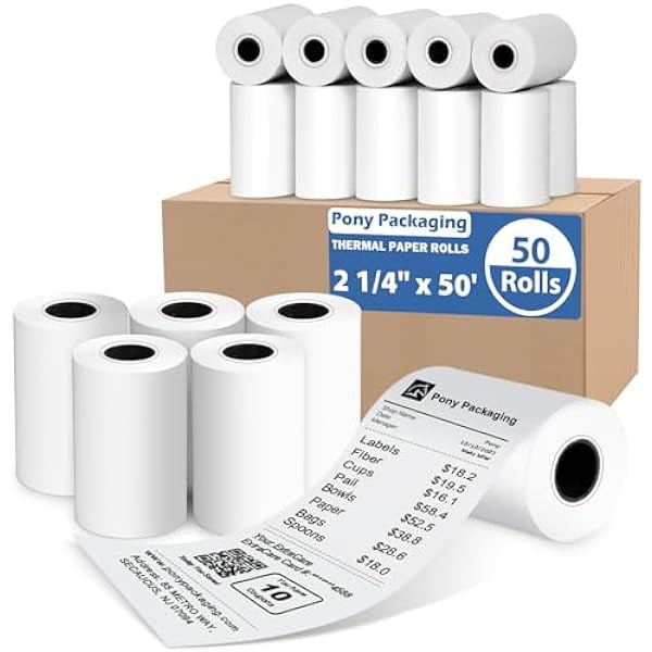 2 1/4" x 50' Thermal Receipt Paper Rolls 50 Rolls,BPA Free Receipt