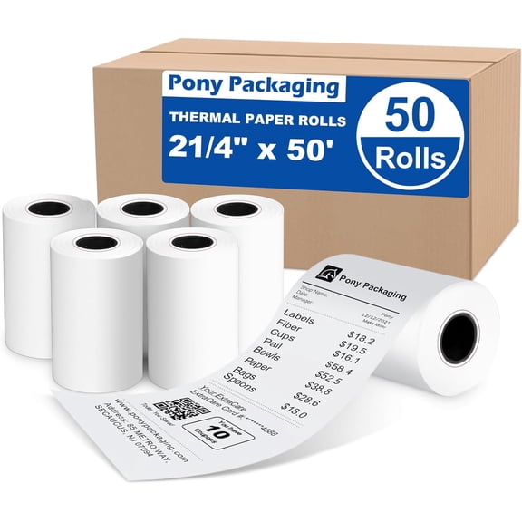 2 1/4" x 50' Thermal Receipt Paper Rolls 50 Rolls,BPA Free Receipt Paper