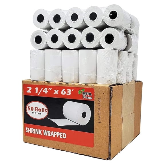 2 1/4 x 63 thermal paper rolls POS/Cash Register One-Ply Thermal Rolls, 2-1/4 x 63 Feet, 1/2 50 Rolls per Carton (05242)
