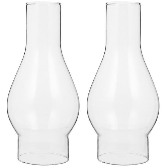 2 1/8 Base by 6 3/4 Inch Height Clear Glass Oil or Kerosene Lamp Chimney-2 Pack