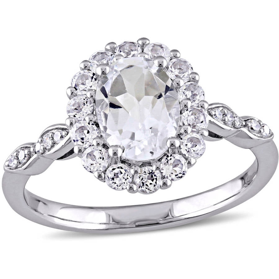 Vintage white topaz on sale engagement rings