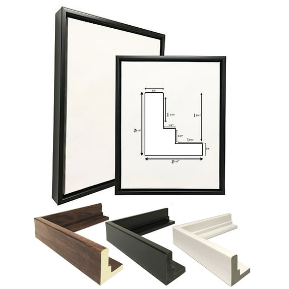 2-1/8 Deep Polystyrene 24x30 Black Floater Picture Frame for 0.75 1.5 1.75 Stretched Canvas by WholesaleArtsFrames-com Floating Frame Made In USA