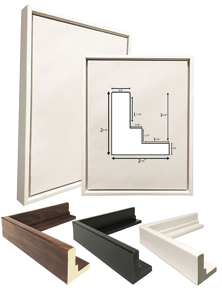 2-1/8 Deep Polystyrene 24x36 White Floater Picture Frame for 0.75 1.5 1.75 Stretched Canvas by WholesaleArtsFrames-com Floating Frame Made In USA