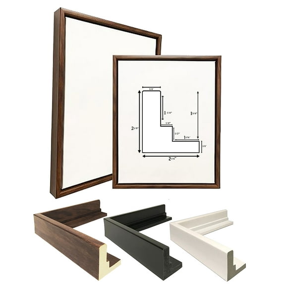 2-1/8 Deep Polystyrene 7x11 Walnut Floater Picture Frame for 0.75 1.5 1.75 Stretched Canvas by WholesaleArtsFrames-com Floating Frame Made In USA