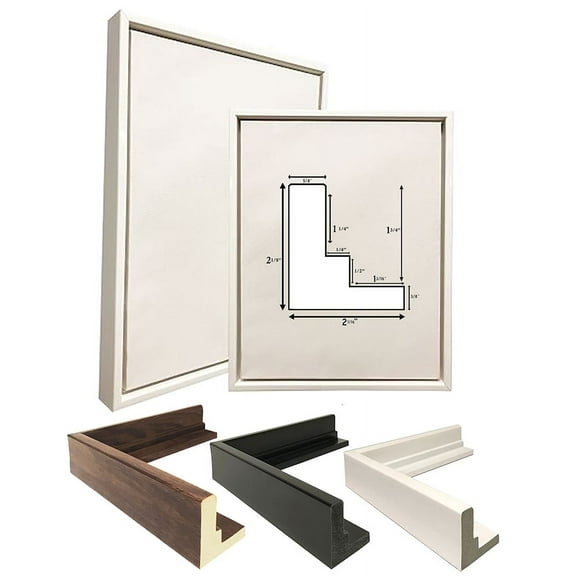 2-1/8 Deep Polystyrene 7x9 White Floater Picture Frame for 0.75 1.5 1.75 Stretched Canvas by WholesaleArtsFrames-com Floating Frame Made In USA