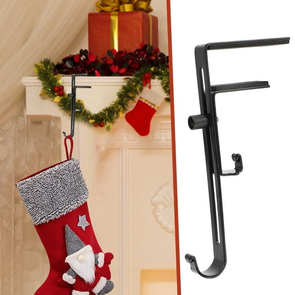 2 in 1 Adjustable Garland and Stocking Hanger for Mantel | No Drill Metal Mantel Hooks | Fits 0.19-3.3 Inch Thickness | Supports Up to 11 Pounds | Includes 1 Telescopic Hook for Christmas