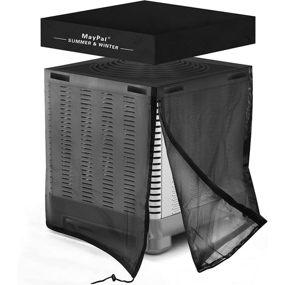 2 in 1 Air Conditioner Covers for Outside Units,Full Mesh & Detachable Waterproof Top AC Unit Defender Cover for All Season,Protect from Leaves,Snow & Dust 28"*28"*32"