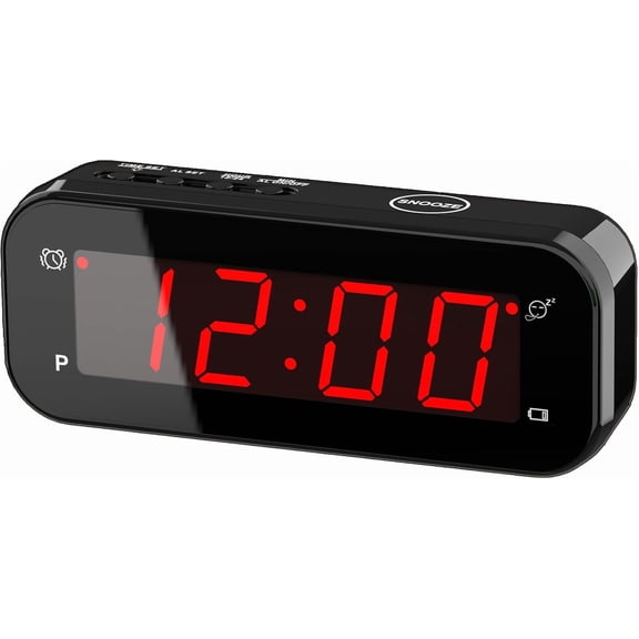 2 in 1 Alarm Clock, Digital Clock, Indoor Thermometer, Turn it Over, Temperature Display, 12/24Hr, °C / °F, Adjustable Brightness, Snooze, Battery Operated, Travel Clock, Alarm Clock for Bedroom