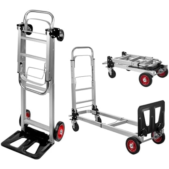 2 in 1 Aluminium Hand Truck Dolly 450lbs Capacity, Heavy Duty Convertible Hand Truck W/Pneumatic Wheels, Foldable Dolly Cart Collapsible for Moving with Retractable Handle$$Tools
