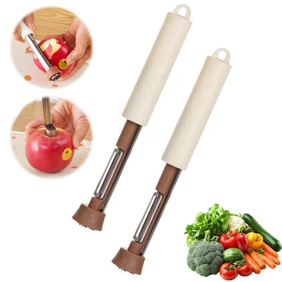 2 in 1 Apple Corer and Peeler Tool, Retractable Fruit Corer and Peeler, Multifunctional Kitchen Gadget for Apples Potatoes and More - White/Brown - 2PCS
