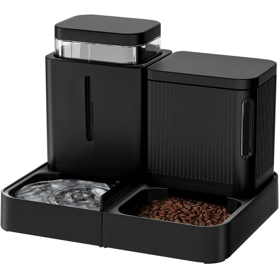 2 in 1 Automatic Cat Feeder and Water Dispenser Set, Gravity Cat Food Dispenser with 180 Degree Rotatable, Large Capacity Pet Self Feeding for Small Dogs, Puppy, Kitten