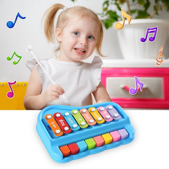 2 in 1 Baby Piano Toy for Toddlers 1-3 Years Old, 8 Multicolored Key, Preschool Sensory Educational Percussion Learning Toy, Birthday Gift For Baby Boys Girls