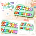 thumbnail image 1 of 2 in 1 Baby Piano Xylophone Toddlers Educational Musical Toy with 8 Multicolored Keys Light-Up Sound-Responsive Portable Preschool Learning Instrument Ages 1-3 Indo Playroom Early Activity,color, 1 of 5