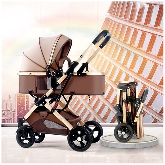 2 in 1 Baby Strollers For Infant And Toddler, High Landscape Shock-absorbing Carriage Baby Stroller For Newborn, Two-way Pram Trolley Baby Pushchair Ideal For 0-36 Months