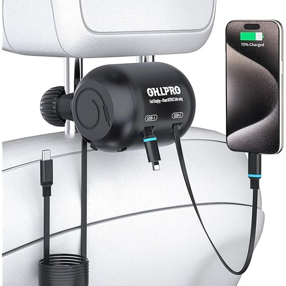 2 in 1 Backseat Car Charging Station Box for Christmas Day Gifts for Women Men, Compatible iPhone and Tablets, 45W Retractable Fast Charge Multi for Lyft Uber Driver and Passengers for Chargers