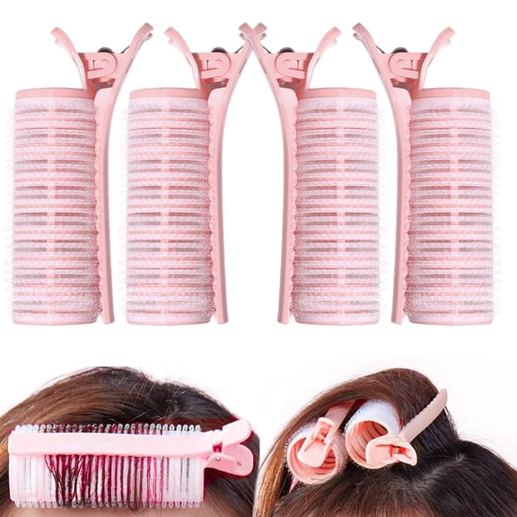 2 in 1 Bangs Hair Rollers with Clip Hair Styling Clips Set,Volumizing Clips Root Lifting,Portable Bangs Curler DIY Volume Clip for Fluffy Hairstyles,4 PCS