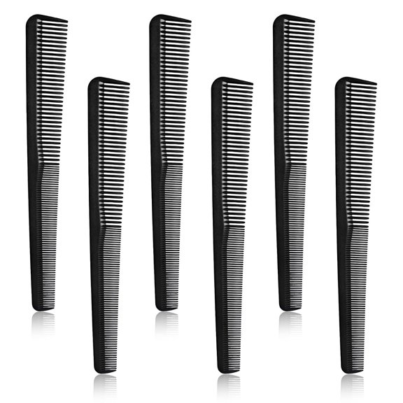 2 in 1 Barber Comb for Hair Stylist, 6 Pcs Carbon Fiber Taper Comb Loc Comb Hair Cutting Comb Wide and Fine Tooth Comb Heat Resistant Styling Comb Salon Hairdressing Comb for Men, Women, Hair Stylist