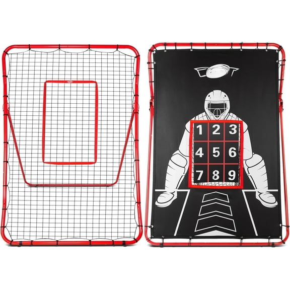 2 in 1 Baseball Rebouder Net and Pitching Net, Adjustable Pitch Baseball Rebounder with Strike Zone,Base Ball Bounce Net for Pitching,Catching,Fielding,Throwing