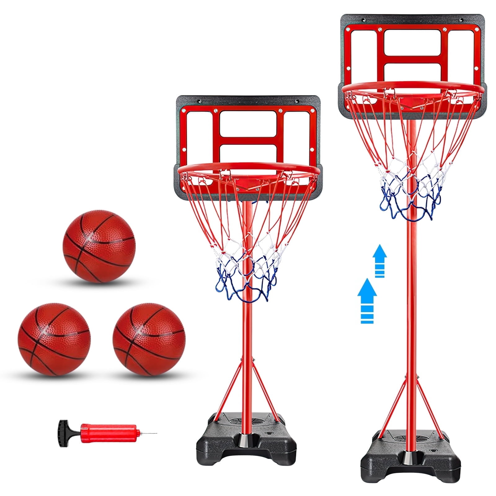 2 In 1 8.86FT Basketball Hoop Stand for Kids Youth and Adults, Indoor Outdoor Basketball Goal System with Fillable Base, 3 Balls, Adjustable Height Backyard Sport Game Gifts Toys