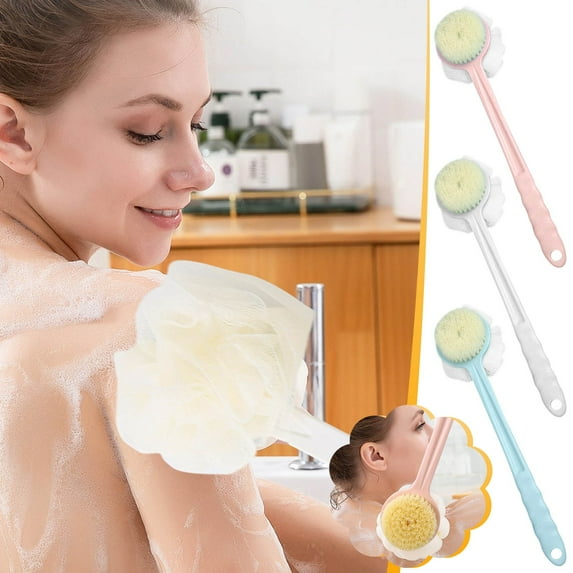 2 in 1 Bath Brush under $5! Bzdzmqm 2 In 1 Bath Brush Long Handle, Soft Hair Shower Back Brush, Dual Purpose Exfoliating Body Scrubber, Adult Bathing Cleaning Tool